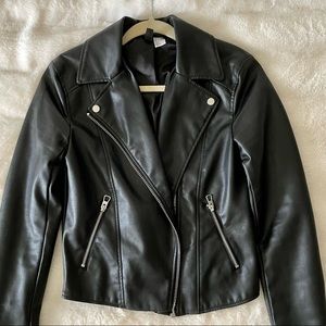 Faux leather motorcycle jacket